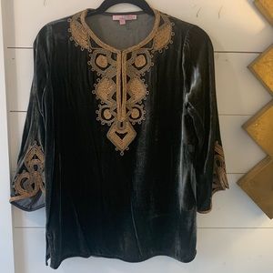 Calypso St Barth embroidered charcoal embroidered tunic. Size S. EUC.